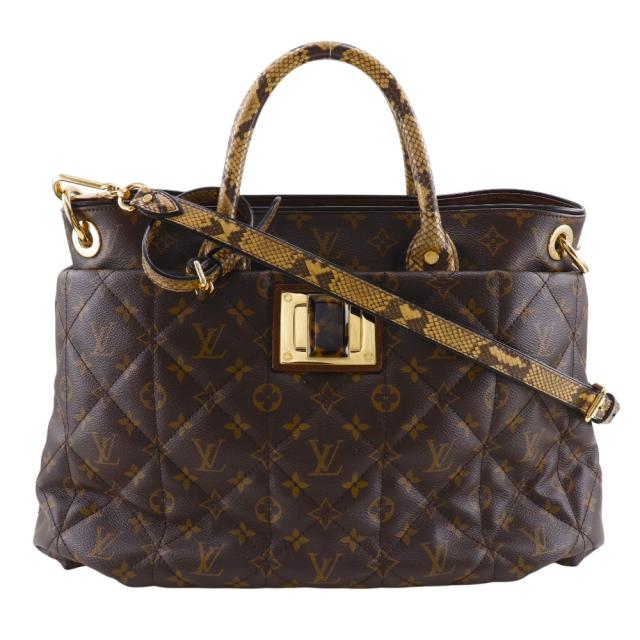 LOUIS VUITTON ルイ・ヴィトン エキゾチックトートGM 2WAYショルダー M40401 パイソン 茶