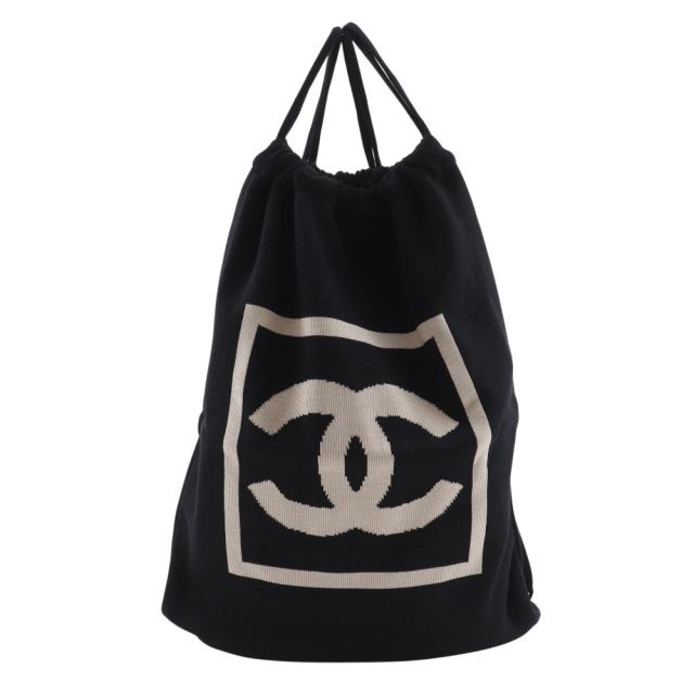 CHANEL シャネル ナップサック スポーツライン コットン 黒 リュック・デイパック