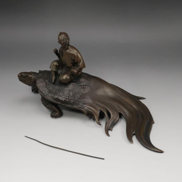 光真 作 銅製 【 浦島太郎 】 銅製 置物 オブジェ _ 【中古】_8