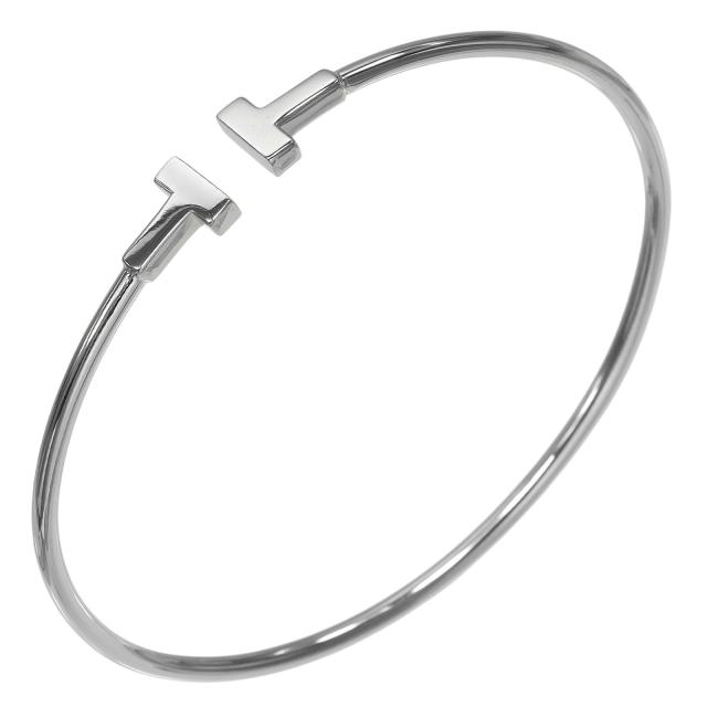 TIFFANY&amp;Co. ティファニー Tワイヤー ナロー K18ホワイトゴールド ブレスレット 5g