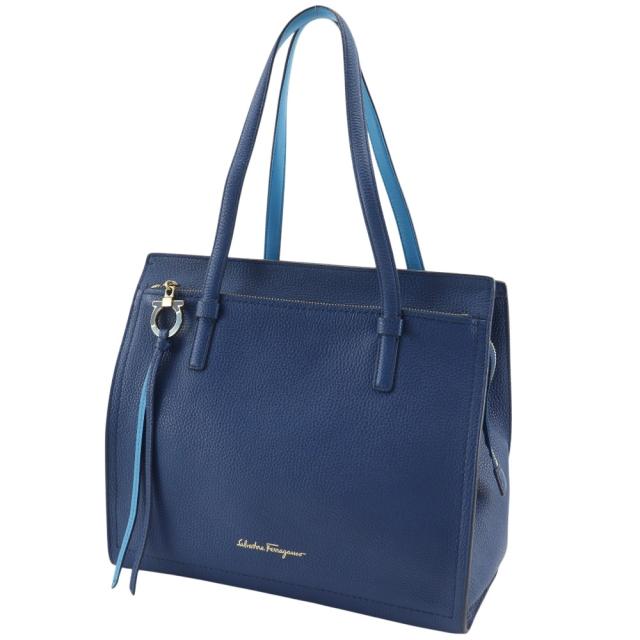 Salvatore Ferragamo サルヴァトーレフェラガモ エイミー GG-21F216 カーフ 青 トートバッグ_1