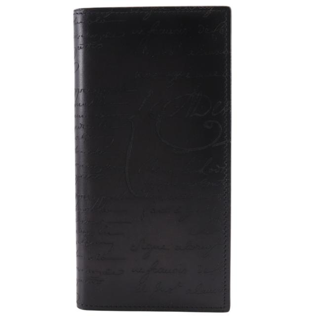 Berluti ベルルッティ サンタル フラップ カリグラフィ カーフ 黒 長財布 メンズ 【中古】