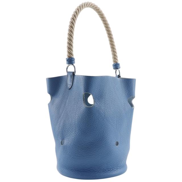 HERMES エルメス マンジョワールMM トリヨンクレマンス ブルージーン ショルダーバッグ