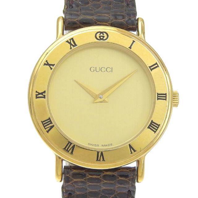 GUCCI グッチ 3000.2.L 金メッキ クオーツ アナログ表示 ゴールド文字盤 腕時計 レディース