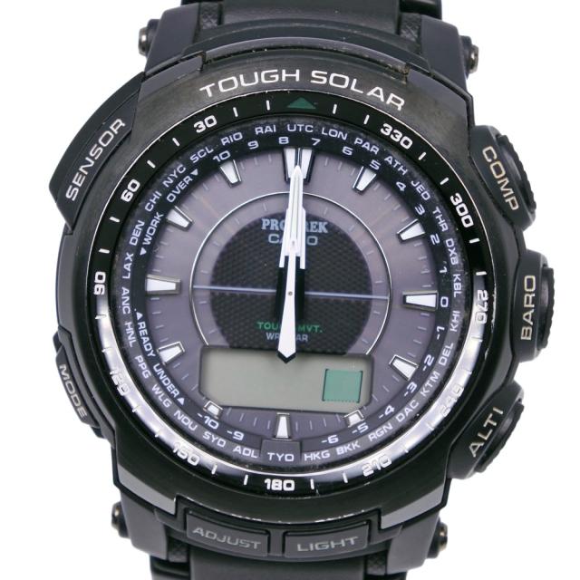 CASIO カシオ PROTREX PRW-5100 ラバー ブラック タフソーラー電波時計 アナデジ表示 黒文字盤