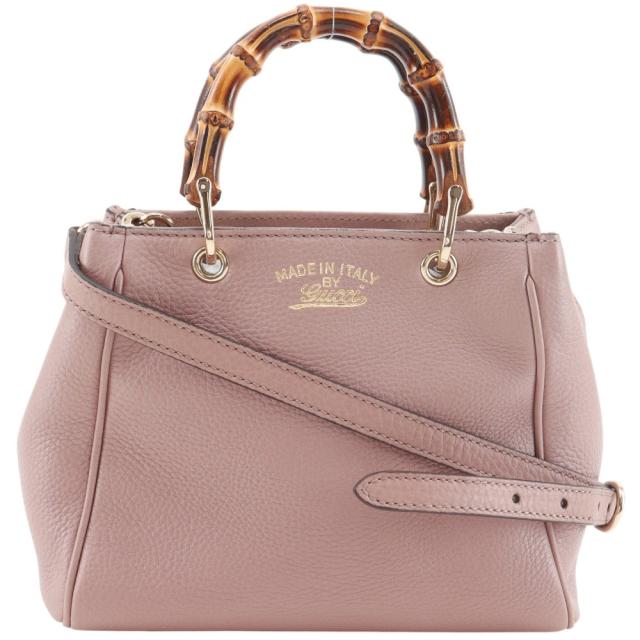 GUCCI グッチ バンブーミニショッパー 2WAYショルダー 368823 カーフ ピンク ハンドバッグ