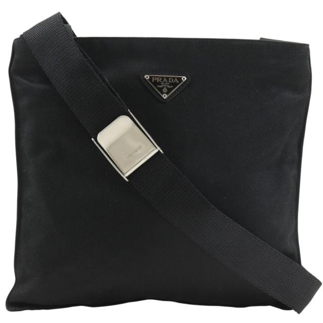 PRADA プラダ ポシェット B7879 サテン NERO 黒 ショルダーバッグ レディース 【中古】
