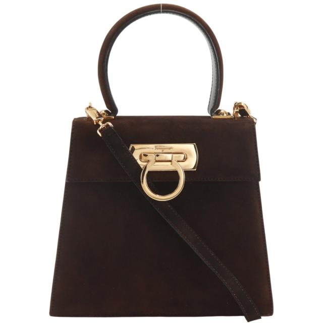 Salvatore Ferragamo サルヴァトーレフェラガモ ガンチーニ 2WAYショルダー スウェード 茶
