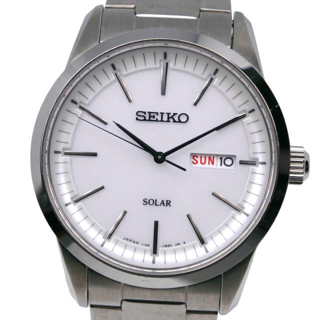 SEIKO セイコー ソーラー SNE523P1 V158-0AM0 SS ホワイト ソーラー時計 アナログ表示 白文字盤