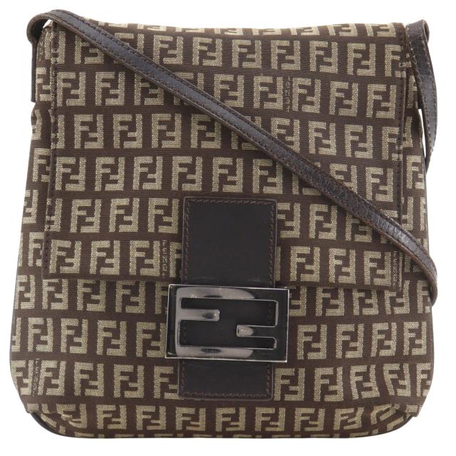 FENDI フェンディ ズッキーノ 8BT075 キャンバス 茶 ショルダーバッグ レディース