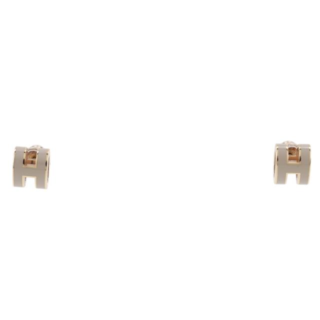 HERMES エルメス ポップアッシュ ミニ H型 ラッカー マロングラッセ グレージュ ピアス 2g