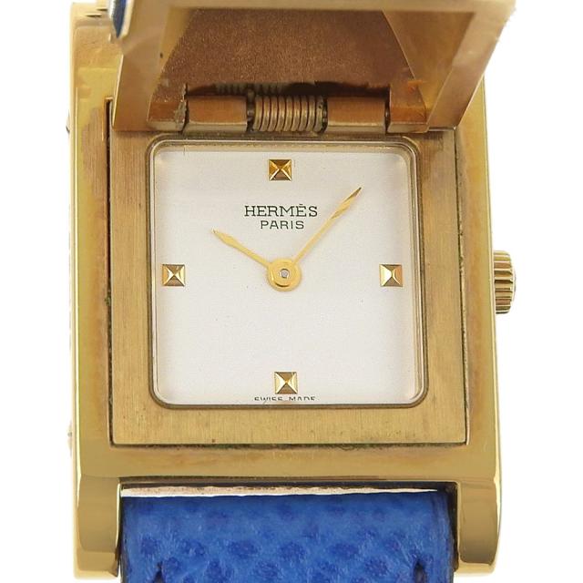 HERMES エルメス メドール 金メッキ クオーツ アナログ表示 白文字盤 腕時計 レディース
