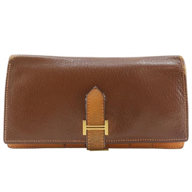 HERMES エルメス ベアンスフレ バイカラー シェーブル 茶/ゴールド金具 
