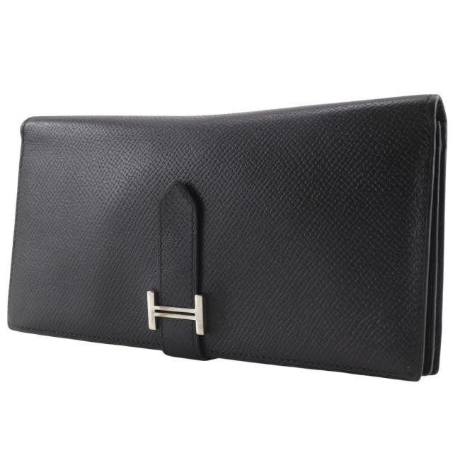 HERMES エルメス ベアンスフレ ヴォーエプソン 黒/シルバー金具 長財布 ユニセックス_1