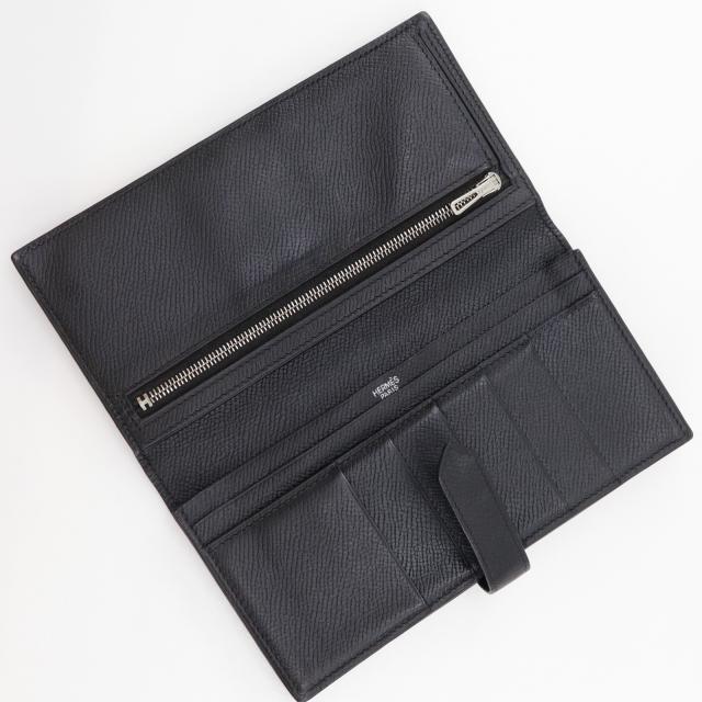HERMES エルメス ベアンスフレ ヴォーエプソン 黒/シルバー金具 長財布 ユニセックス_4