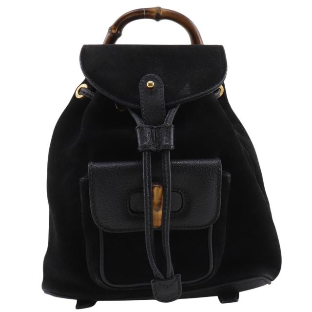 GUCCI グッチ バンブー オールドグッチ スウェード 黒 リュック・デイパック レディース