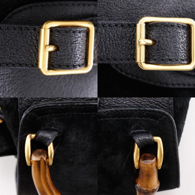 GUCCI グッチ バンブー オールドグッチ スウェード 黒 リュック・デイパック レディース_12