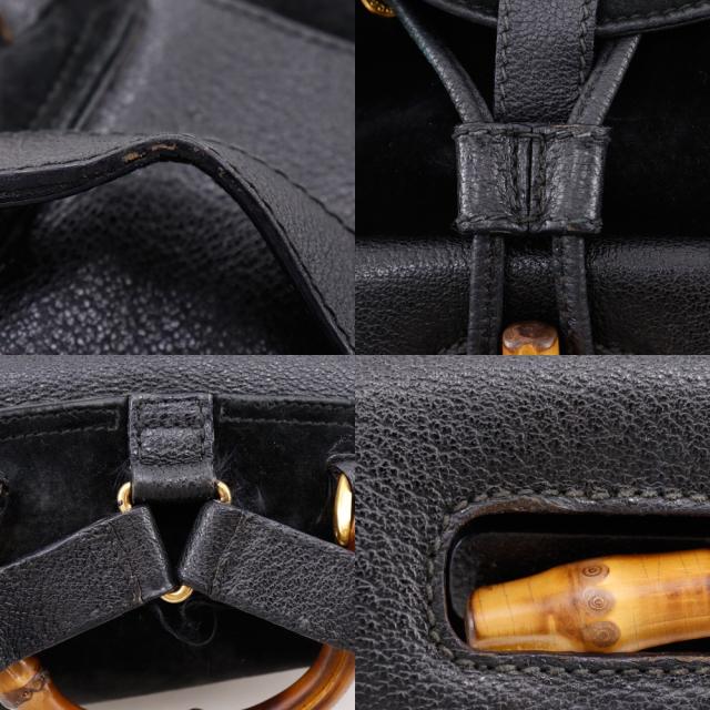 GUCCI グッチ バンブー オールドグッチ スウェード 黒 リュック・デイパック レディース_13