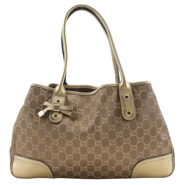 GUCCI グッチ プリンシー リボン 163805 GGキャンバス ゴールド トートバッグ レディース