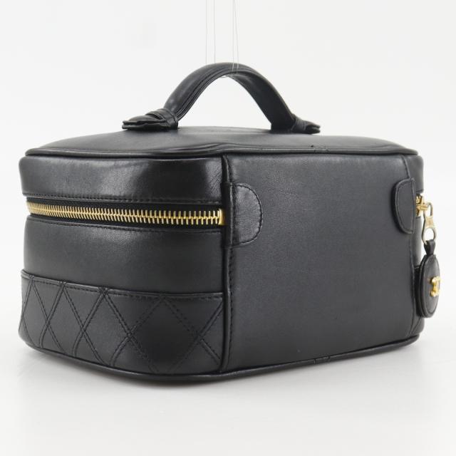 CHANEL シャネル ビコローレ ポーチ カーフ 黒 バニティ レディース 