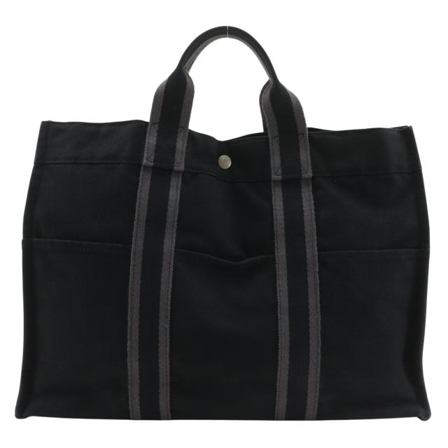 HERMES エルメス フールトゥMM トートバッグ キャンバス 黒 ハンドバッグ ユニセックス