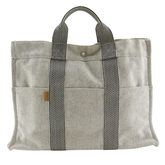 HERMES エルメス ニューフールトゥMM トートバッグ キャンバス グレー ハンドバッグ