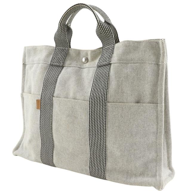 HERMES エルメス ニューフールトゥMM トートバッグ キャンバス グレー ハンドバッグ_1