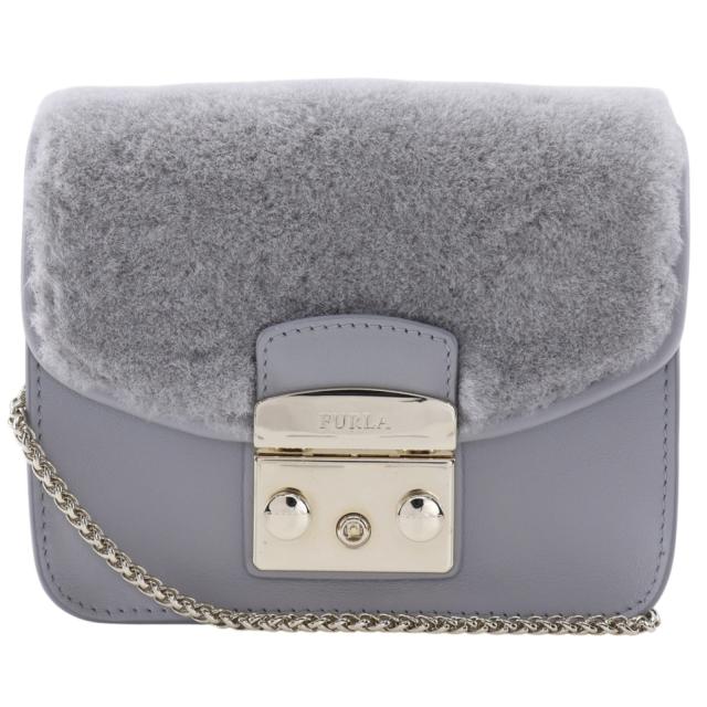 Furla フルラ メトロポリス レザー グレー ショルダーバッグ レディース 【中古】