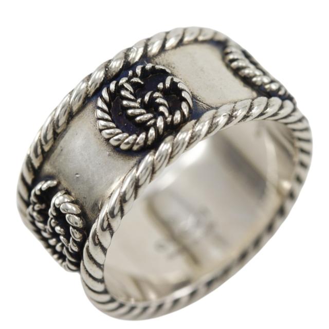 GUCCI グッチ ダブルG 広広とした しろがね色925 9.5号 輪っか・指環 5.8g レディース 【中古】
