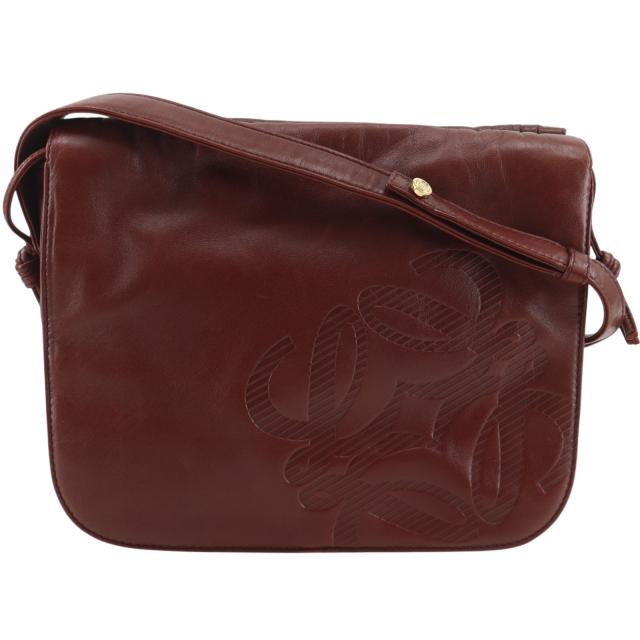 LOEWE ロエベ アナグラム ヴィンテージ レザー 赤 ショルダーバッグ レディース 【中古】