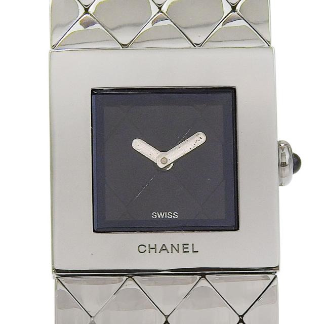 CHANEL シャネル マトラッセ H0009 SS クオーツ アナログ表示 黒文字盤 腕時計 レディース