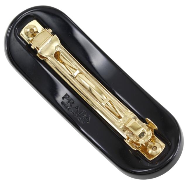 PRADA プラダ ロゴ ビジュー 1IF043 プラスチック NERO 黒 バレッタ レディース 【中古】_1