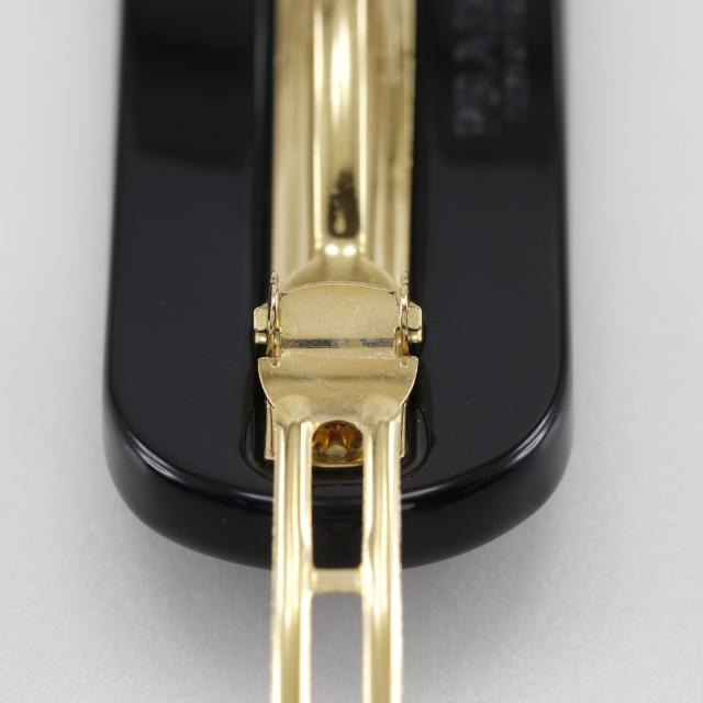 PRADA プラダ ロゴ ビジュー 1IF043 プラスチック NERO 黒 バレッタ レディース 【中古】_5