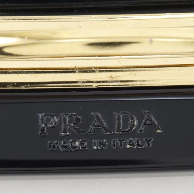 PRADA プラダ ロゴ ビジュー 1IF043 プラスチック NERO 黒 バレッタ レディース 【中古】_7