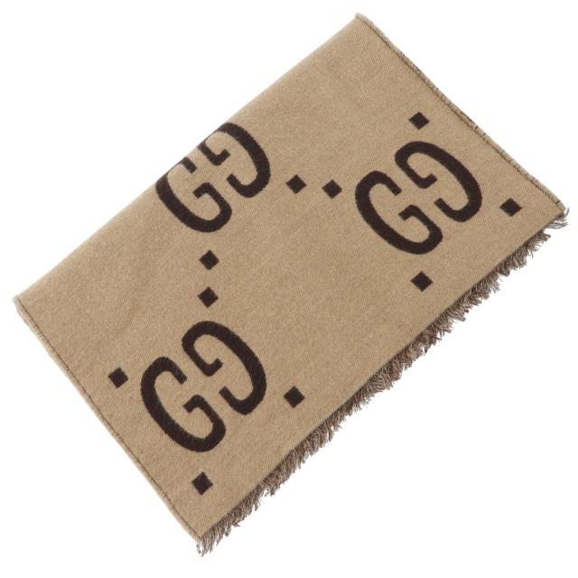 GUCCI グッチ GGジャカード 495592 ウール ベージュ マフラー ユニセックス 【中古】
