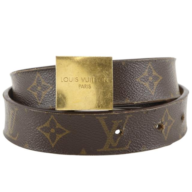 LOUIS VUITTON ルイ・ヴィトン サンチュール・キャレ M6801 モノグラム帆布 茶 胴締め