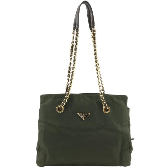 PRADA プラダ チェーントート ショルダー ナイロン カーキ トートバッグ レディース