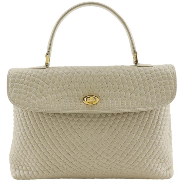 BALLY バリー ワンハンドル キルティング レザー ベージュ ハンドバッグ レディース
