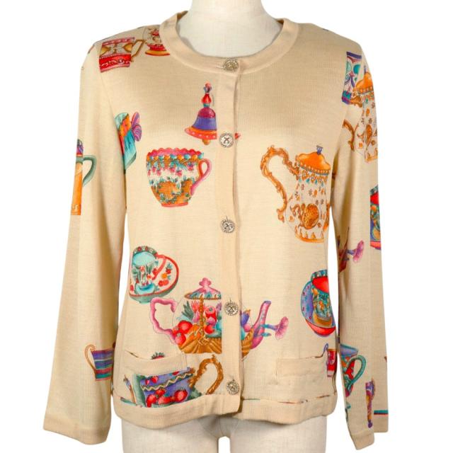 LEONARD レオナール ウール ベージュ カーディガン レディース 【中古】