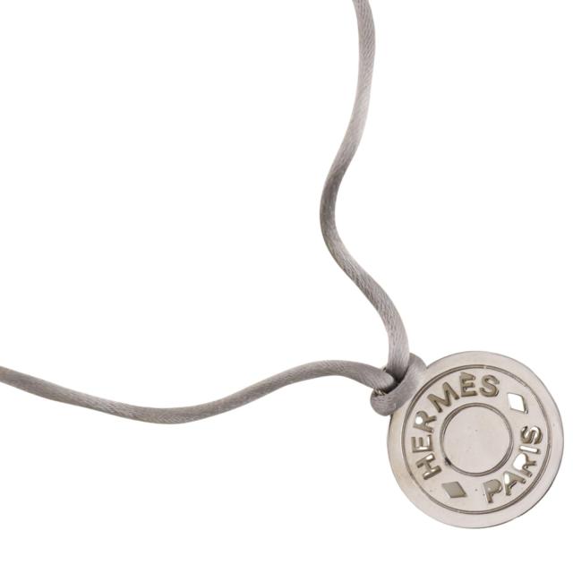 HERMES エルメス セリエメダリオン シルクコード シルクコード 金属製 グレー ネックレス