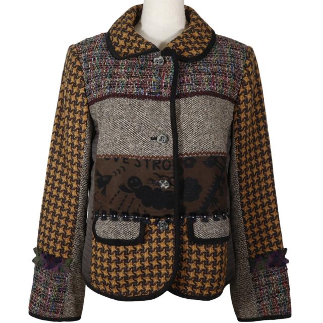 OLLEBOREBLA オレボレブラ パッチワーク ウール 茶 その他アウター レディース 【中古】