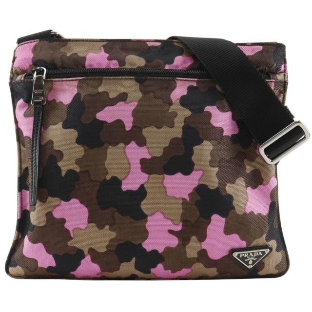 PRADA プラダ カモフラージュ VA0886 ナイロンキャンバス 茶/ピンク ショルダーバッグ