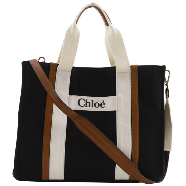 Chloe クロエ マザーズバッグ 2WAYショルダー キャンバス 黒 トートバッグ ユニセックス