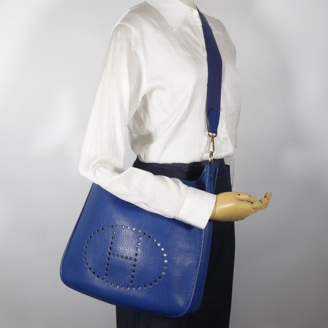 HERMES エルメス エヴリン1 GM エブリン アルデンヌ 青/ゴールド金具 ショルダーバッグ_18
