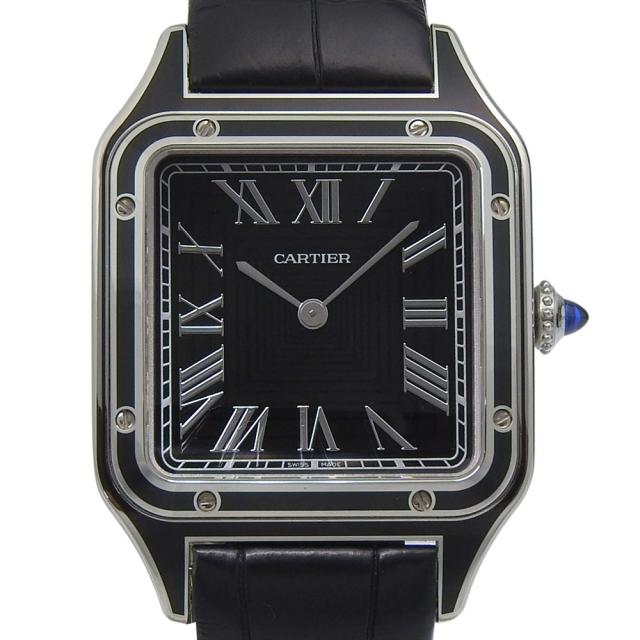 CARTIER カルティエ サントスデュモンLM WSSA0046 SS 手巻き アナログ表示 黒文字盤 腕時計