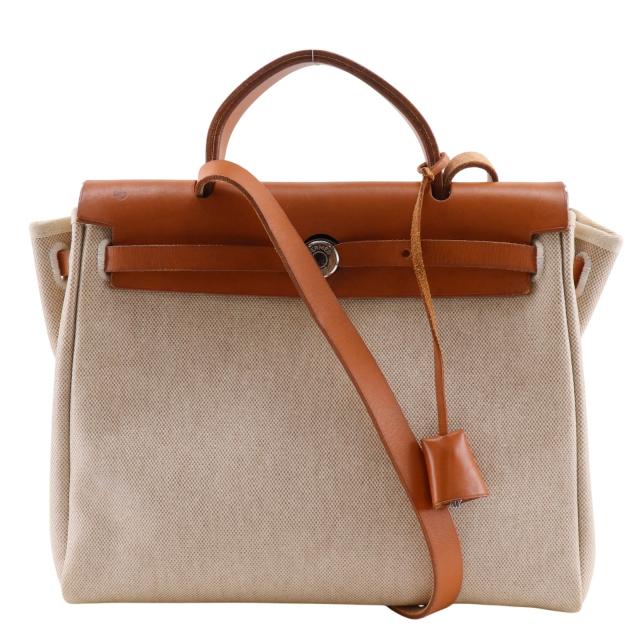 HERMES エルメス エールバッグPM 2WAY トワルアッシュ ベージュ/黒 ショルダーバッグ