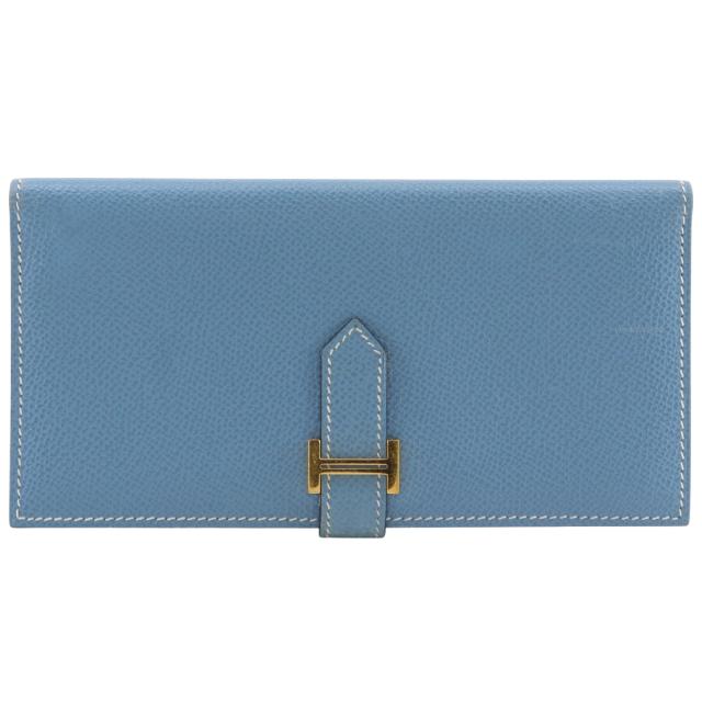 HERMES エルメス ベアンクラシック ヴォーエプソン ライトブルー 長財布 ユニセックス