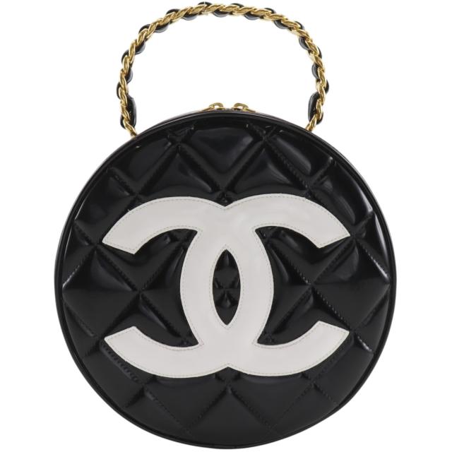 CHANEL シャネル バニティ ラウンド パテントレザー ハンドバッグ レディース 【中古】