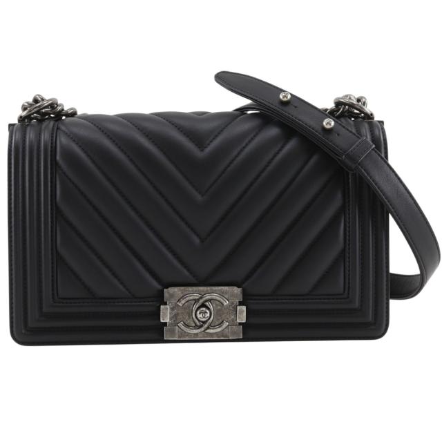 CHANEL シャネル ボーイシャネル25 チェーンショルダー A67086 カーフ 黒 ショルダーバッグ