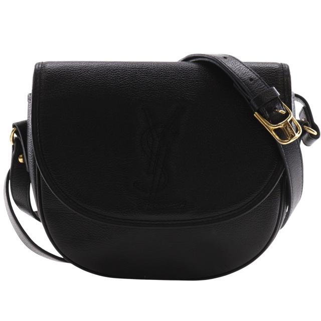 YVES SAINT LAURENT イヴ・サンローラン YSLロゴ ヴィンテージ レザー 黒 ショルダーバッグ
